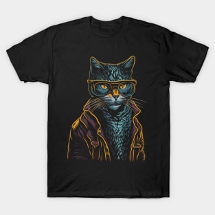 Geek Glasses Cat T-Shirt